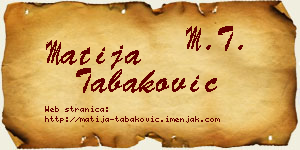 Matija Tabaković vizit kartica
